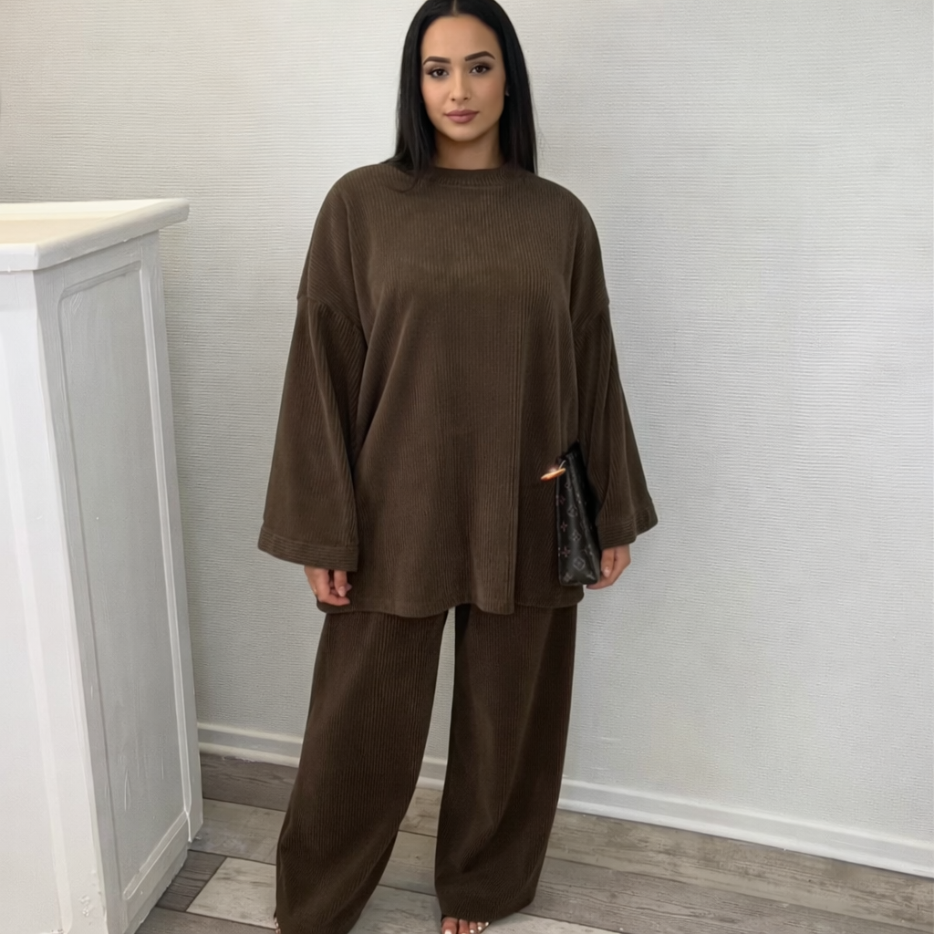 CHOU Corduroy Twinset - Coffee