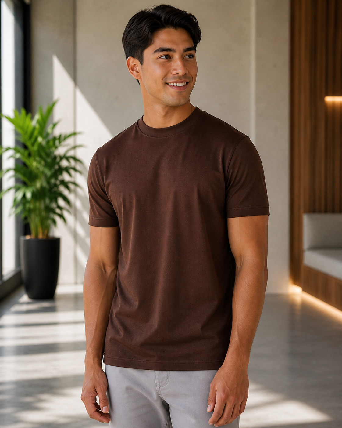 CHOU Elevated Glans T-Shirt - Coffee (Slim Fit)