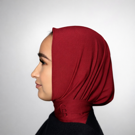 Premium Jersey Instant Hijab - Burgundy Red