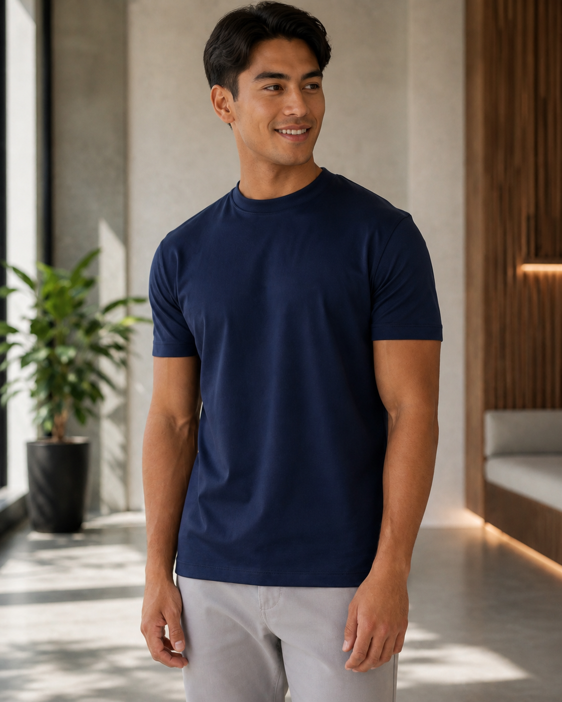 CHOU Elevated Glans T-Shirt - Navy (Slim Fit)