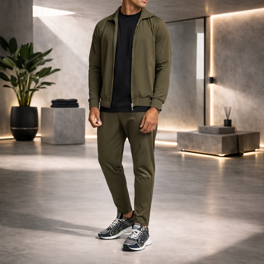 CHOU Men’s Tech Suit – Army Green (Premium Stretch)