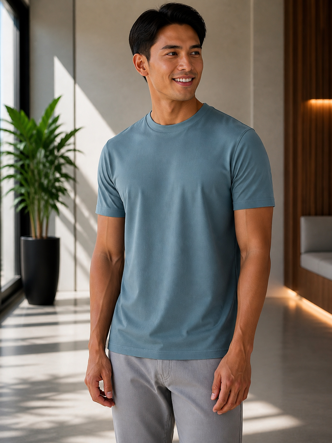 CHOU Elevated Glans T-Shirt - Grey Blue (Slim Fit)