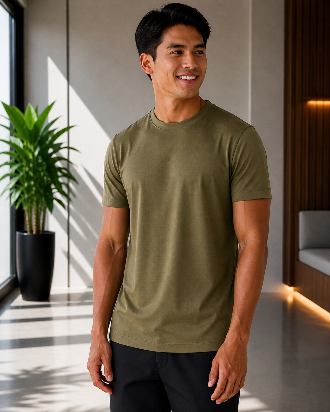 CHOU Elevated Glans T-Shirt - Olive (Slim Fit)