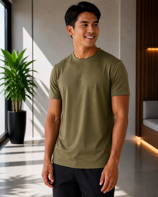 CHOU Elevated Glans T-Shirt - Olive (Slim Fit)